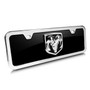 Dodge RAM 3D Logo Half-size Black Acrylic License Plate with Chrome Frame Kit