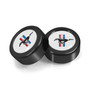 Ford Mustang Tri-Bar in White on Black two ABS Plastic License Plate Frame Screw Cover Set