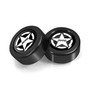 Jeep Willys Star Logo in Black Dome Logo on Black two ABS Plastic License Plate Frame Screw Cover Set