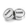 RAM 1500 Logo in White Dome Logo on Chrome two ABS Plastic License Plate Frame Screw Cover Set