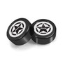Jeep Willys Star Logo in White Dome Logo on Black two ABS Plastic License Plate Frame Screw Cover Set