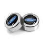 Ford Logo in Black on Chrome two ABS Plastic License Plate Frame Screw Cover Set