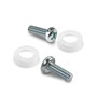 Ford F-150 in White on Chrome two ABS Plastic License Plate Frame Screw Cover Set