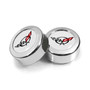 Chevrolet Corvette C5 Logo in White on Chrome two ABS Plastic License Plate Frame Screw Cover Set