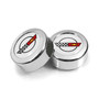 Chevrolet Corvette C4 Logo in White on Chrome two ABS Plastic License Plate Frame Screw Cover Set