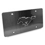 Ford Mustang 3D Real Carbon Fiber Chrome Metal Logo on Real Black Carbon Fiber License Plate