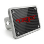 RAM 1500 TRX in Red 3D Logo on Carbon Fiber Look Rectangular Brushed Silver Billet Aluminum 2 inch Tow Hitch Cover