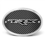 RAM 1500 TRX 3D Logo on Carbon Fiber Look Plate Oval Brushed Silver Billet Aluminum 2 inch Tow Hitch Cover