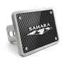 Jeep Sahara 3D Logo on Carbon Fiber Look Rectangular Brushed Silver Billet Aluminum 2 inch Tow Hitch Cover