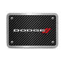 Dodge 3D Logo on Carbon Fiber Look Rectangular Brushed Silver Billet Aluminum 2 inch Tow Hitch Cover