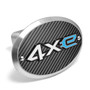 Jeep 4Xe 3D Logo on Carbon Fiber Look Plate Oval Brushed Silver Billet Aluminum 2 inch Tow Hitch Cover