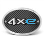 Jeep 4Xe 3D Logo on Carbon Fiber Look Plate Oval Brushed Silver Billet Aluminum 2 inch Tow Hitch Cover