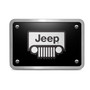Jeep Grill 3D Logo on Black Plate Rectangular Brushed Silver Billet Aluminum 2 inch Tow Hitch Cover