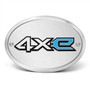 Jeep 4Xe 3D Logo on Oval Brushed Silver Billet Aluminum 2 inch Tow Hitch Cover