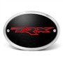 RAM 1500 TRX in Red 3D Logo on Black Plate Oval Brushed Silver Billet Aluminum 2 inch Tow Hitch Cover