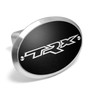 RAM 1500 TRX 3D Logo on Black Plate Oval Brushed Silver Billet Aluminum 2 inch Tow Hitch Cover