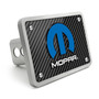 Mopar 3D Logo on Carbon Fiber Look Rectangular Brushed Silver Billet Aluminum 2 inch Tow Hitch Cover