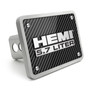 HEMI 5.7 Liter 3D Logo on Carbon Fiber Look Rectangular Brushed Silver Billet Aluminum 2 inch Tow Hitch Cover