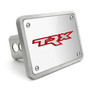 RAM 1500 TRX in Red 3D Logo on Rectangular Brushed Silver Billet Aluminum 2 inch Tow Hitch Cover