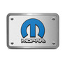 Mopar 3D Logo on Rectangular Brushed Silver Billet Aluminum 2 inch Tow Hitch Cover