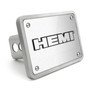 HEMI 3D Logo on Rectangular Brushed Silver Billet Aluminum 2 inch Tow Hitch Cover