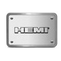 HEMI 3D Logo on Rectangular Brushed Silver Billet Aluminum 2 inch Tow Hitch Cover