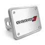 Dodge 3D Logo on Rectangular Brushed Silver Billet Aluminum 2 inch Tow Hitch Cover