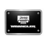 Jeep Wrangler 3D Logo on Black Plate Rectangular Brushed Silver Billet Aluminum 2 inch Tow Hitch Cover