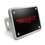 RAM 1500 TRX in Red 3D Logo on Black Plate Rectangular Brushed Silver Billet Aluminum 2 inch Tow Hitch Cover