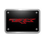 RAM 1500 TRX in Red 3D Logo on Black Plate Rectangular Brushed Silver Billet Aluminum 2 inch Tow Hitch Cover