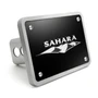 Jeep Sahara 3D Logo on Black Plate Rectangular Brushed Silver Billet Aluminum 2 inch Tow Hitch Cover