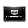 Jeep Gladiator 3D Logo on Black Plate Rectangular Brushed Silver Billet Aluminum 2 inch Tow Hitch Cover