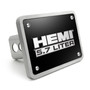 HEMI 5.7 Liter 3D Logo on Black Plate Rectangular Brushed Silver Billet Aluminum 2 inch Tow Hitch Cover