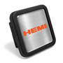 HEMI Logo in Silver on Black Rubber Heavy-Duty 2" Trailer Tow Hitch Receiver Cover for Class 3 and Class 4