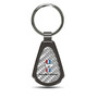 Ford Mustang Tri-Bar Silver Genuine Carbon Fiber Black Metal Teardrop Key Chain