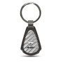 Ford Mustang Script Silver Genuine Carbon Fiber Black Metal Teardrop Key Chain