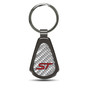 Ford ST Silver Genuine Carbon Fiber Black Metal Teardrop Key Chain