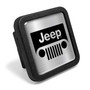 Jeep Grill Logo in Silver on Black Rubber Heavy-Duty 2" Trailer Tow Hitch Receiver Cover for Class 3 and Class 4