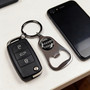 Ford Mustang GT Logo Carbon Fiber Flat Bottle Opener Black Metal Key Chain