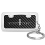 Lincoln Black Label Black Real Carbon Fiber Mini Chrome Metal License Frame Style Key Chain