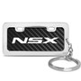 Acura NSX Custom Designed Black Real Carbon Fiber Chrome License Frame Style Key Chain