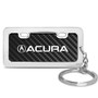 Acura Custom Designed Black Real Carbon Fiber Chrome License Frame Style Key Chain
