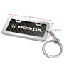 Honda Custom Designed Black Real Carbon Fiber Chrome License Frame Style Key Chain