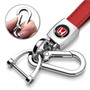 Honda Red Logo in Black Genuine Red Leather Loop-Strap Chrome Hook Key Chain
