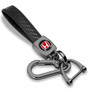 Honda Red Logo in Black Real Carbon Fiber Loop-Strap Gunmatal Hook Key Chain