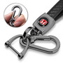 Honda Red Logo in Black Real Carbon Fiber Loop-Strap Gunmatal Hook Key Chain