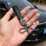 Honda Red Logo in Black Real Carbon Fiber Loop-Strap Gunmatal Hook Key Chain