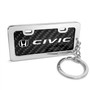 Honda Civic Custom Designed Black Real Carbon Fiber Chrome License Frame Style Key Chain