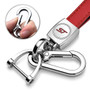 Ford Focus ST in White Genuine Red Leather Loop-Strap Chrome Hook Key Chain