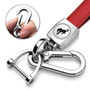 Ford Bronco in White Genuine Red Leather Loop-Strap Chrome Hook Key Chain
